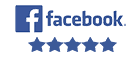 Logo di Facebook con cinque stelle sotto.